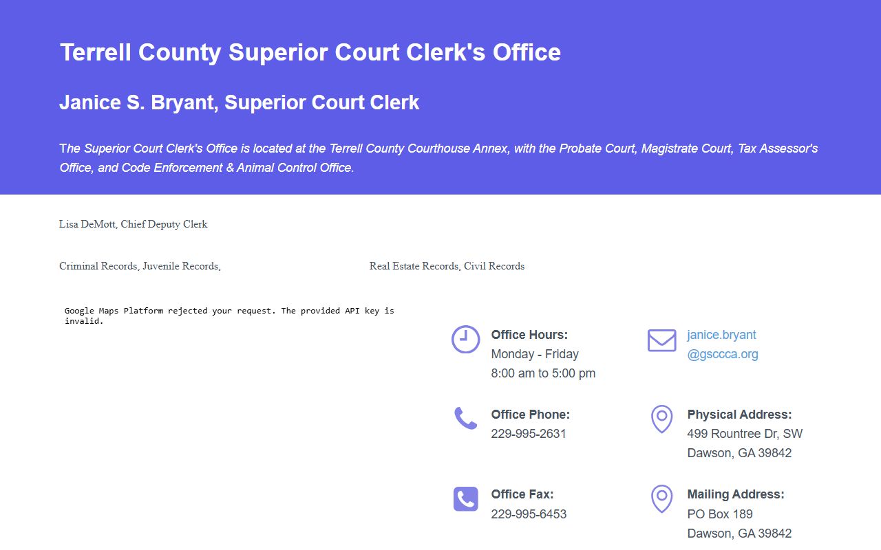 Terrell County Clerk of Superior Court local record categories