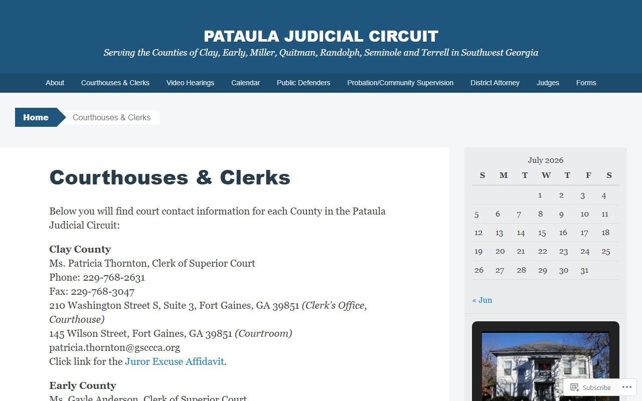 Terrell County Clerk of Superior Court Pataula directory listing