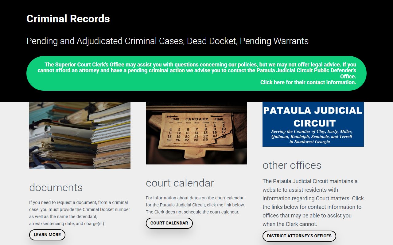 Terrell County court dockets criminal records page