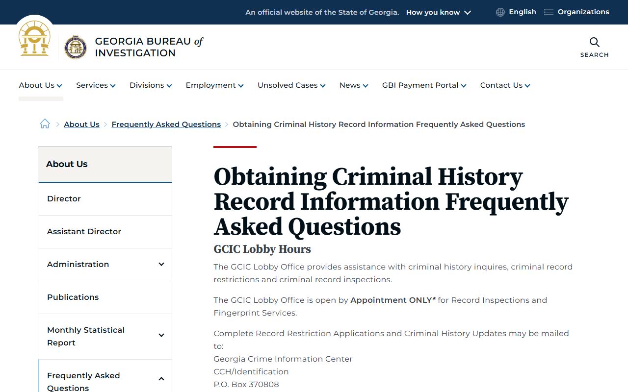 Terrell County criminal court records GBI criminal history FAQ