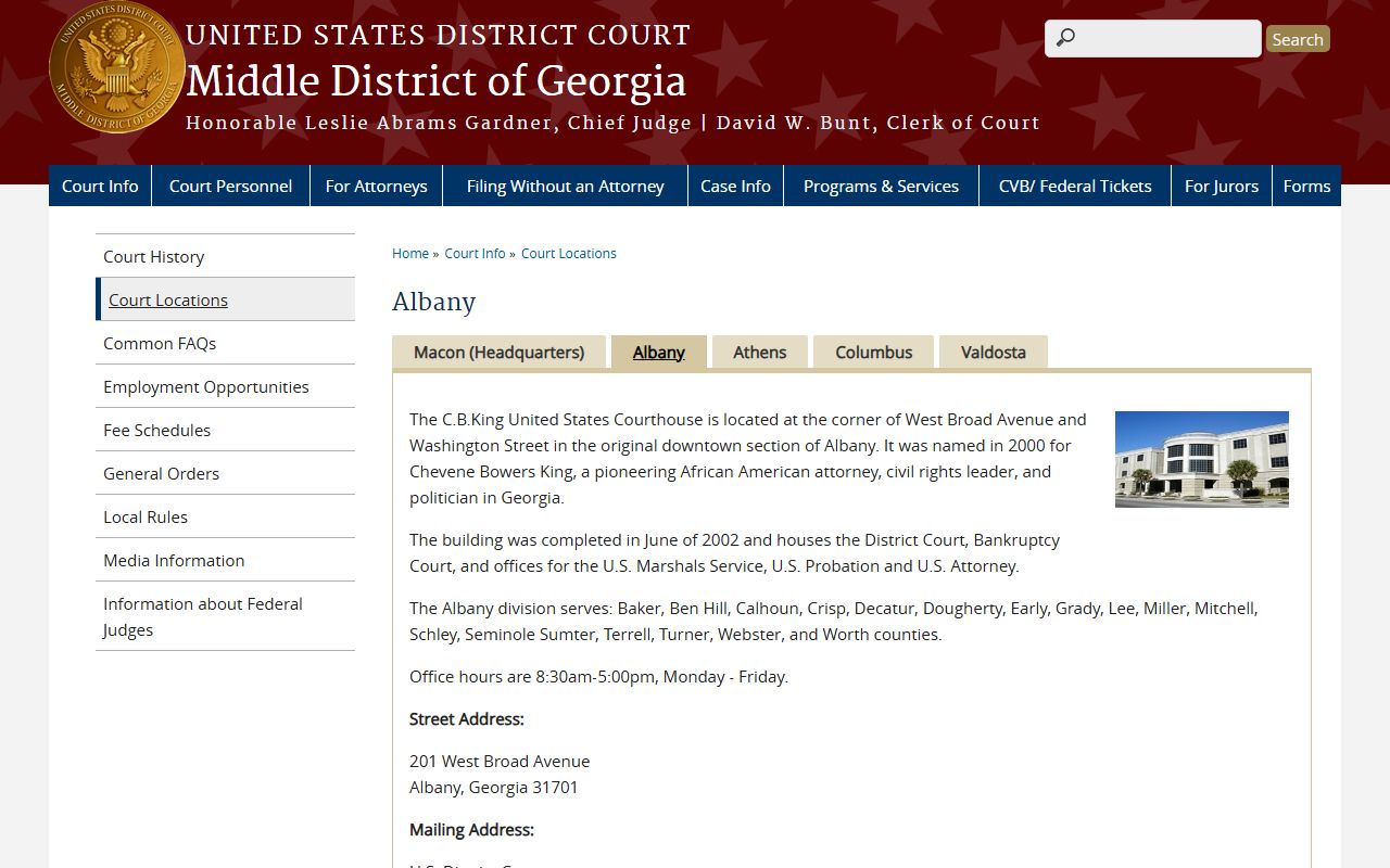 Terrell County Superior Court separate Albany federal office listing
