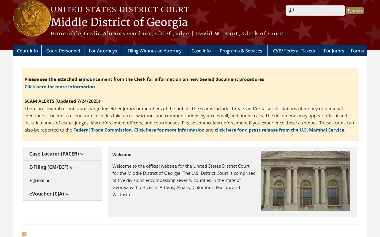 Terrell County Superior Court separate Middle District federal court homepage