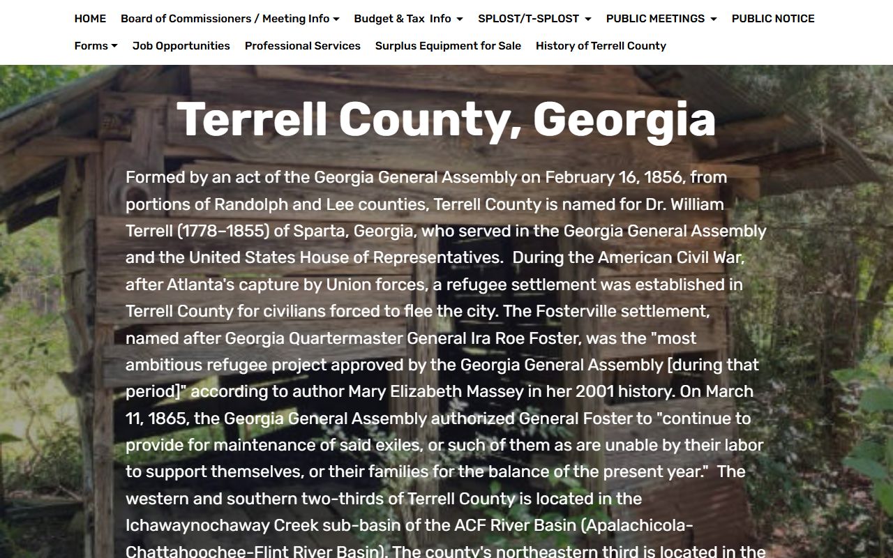 Terrell County court records county history page