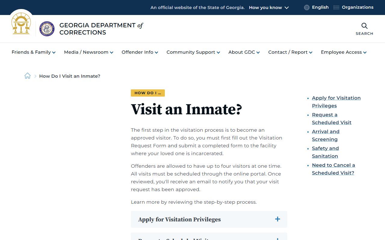 Terrell County inmate records GDC visitation source