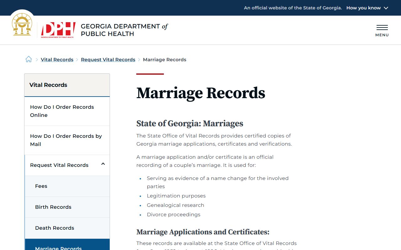 Terrell County marriage records Georgia DPH marriage request