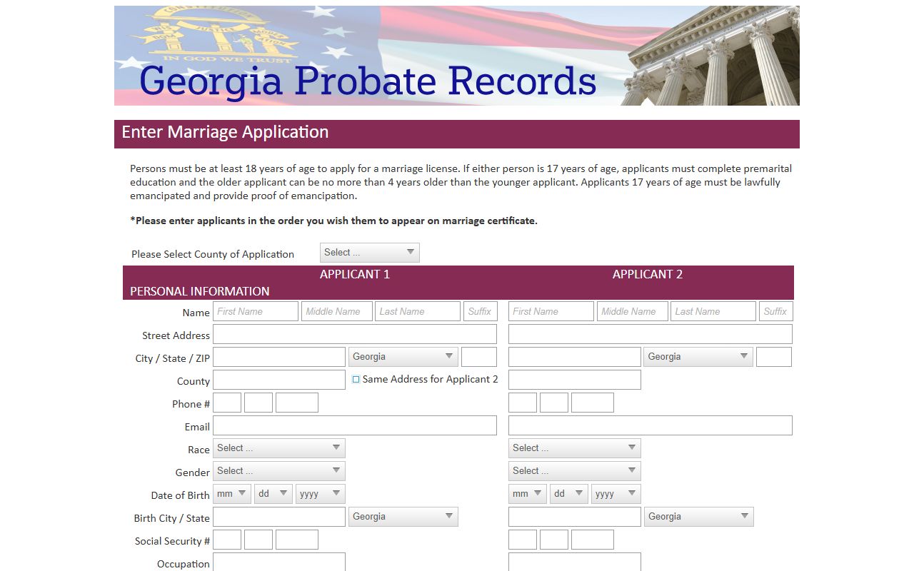 Terrell County marriage records Georgia Probate Records portal