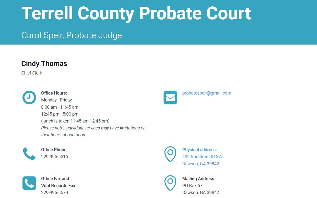 Terrell County probate records Probate Court services page