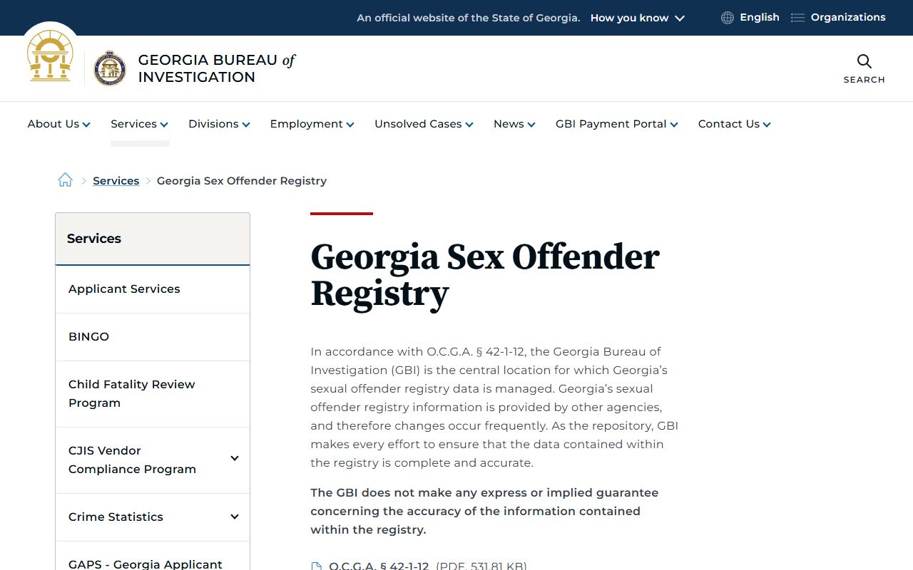 Terrell County warrant records GBI registry service source